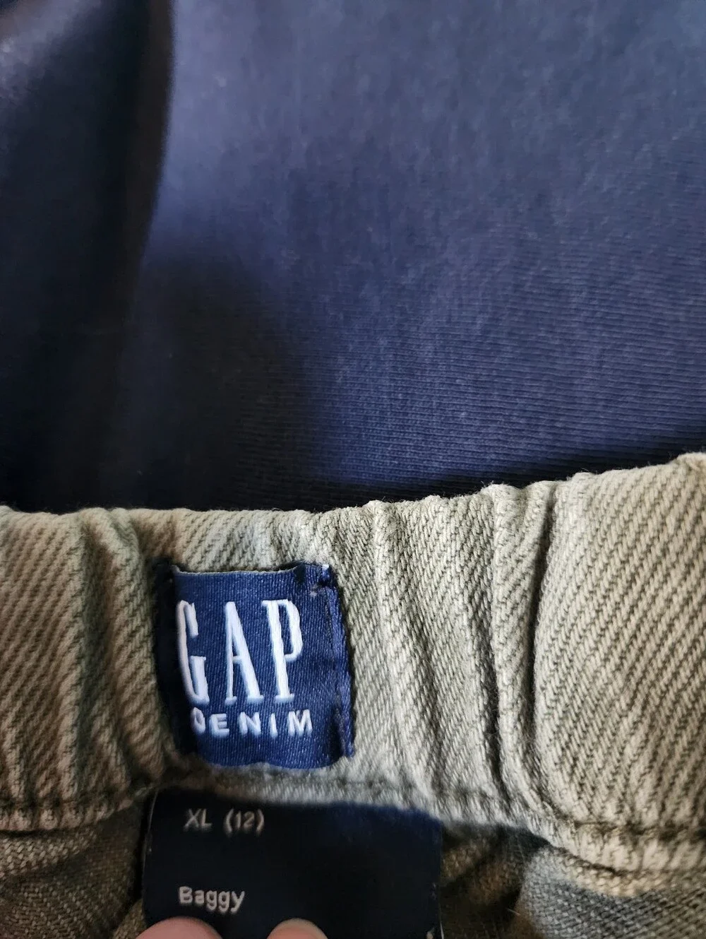 Gap Denim Elastic Waist Utility Pants - Olive Green Size XL/12